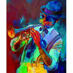 Cuadro Figurativo con Trompetista de Jazz