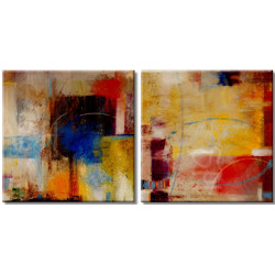 Díptico cuadros abstractos manchas coloridos