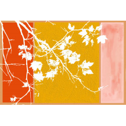 cuadro de hojas blancas sobre fondo tricolor