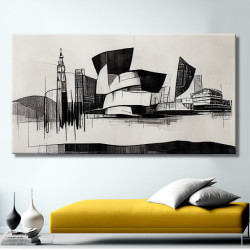 Cuadro Skyline blanco y negro de Bilbao