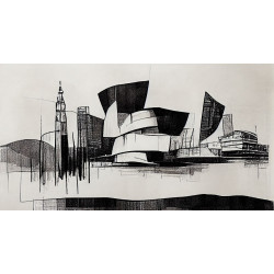 Cuadro Skyline blanco y negro de Bilbao