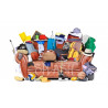 Cuadro sofá cargado de objetos