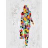 Cuadro de mujer caminando colorido