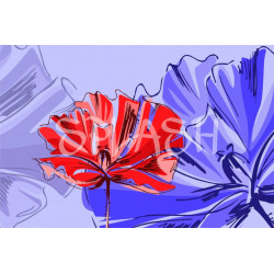 cuadro Flores abstractas rojas y azules
