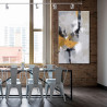 Cuadro abstracto mancha mostaza para salón comedor oficina