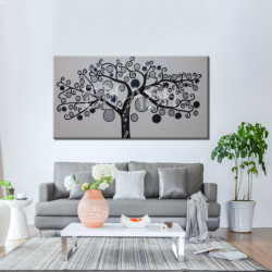 Cuadro del Árbol de la Vida en Plata pintado a mano para salón
