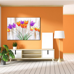 Cuadro Flores Malva Naranja y Amarillo para salón