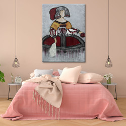 Cuadro Menina rojo carmín con fondo textura para dormitorio
