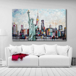 Cuadro Nueva York con estatua de la libertad para salón pintado con textura