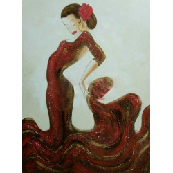 Cuadro de bailaora flamenca en rojo