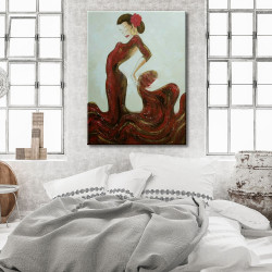 Cuadro de bailaora flamenca en rojo para dormitorio