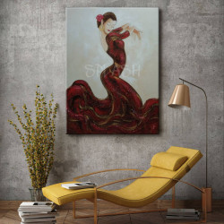 Cuadro de Baile Flamenco en rojo para salón sala o entrada