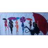 Cuadro con Lluvia y paraguas de colores