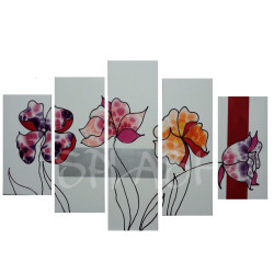 cuadro de Flores multicolores en 5 piezas modular