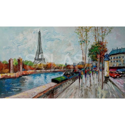 Cuadro de París con Torre Eiffel y Sena