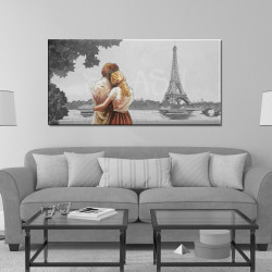 Cuadro Pareja abrazada mirando Torre Eiffel para salón