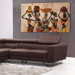 Cuadros mujeres africanas etnicas con vasijas para encima del sofá