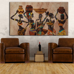Cuadros mujeres africanas etnicas con vasijas para salón cuarto de estar