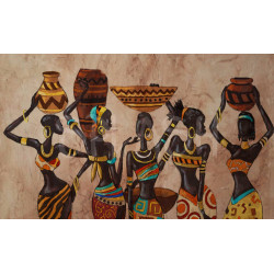 Cuadros mujeres africanas etnicas con vasijas