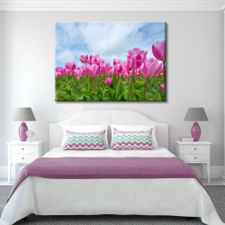 Cuadro flores con tulipanes rosas para dormitorio