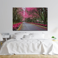 Cuadro de paisaje con árboles magenta impreso en lienzo para dormitorio