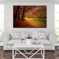 Cuadro de paisaje otoñal tonos cálidos impreso en lienzo para salón