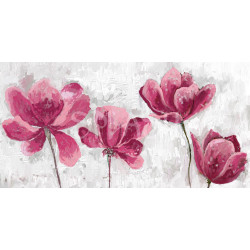 Cuadro texturado de flores rosas