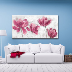 Cuadro texturado de flores rosas para sofá y salón