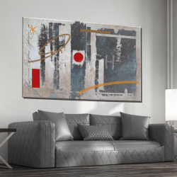 Cuadro Abstracto japonés monocromático para sofá y salón