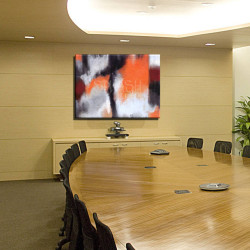 Cuadro Composición abstracta en naranja y grises para sala de juntas oficina negocio
