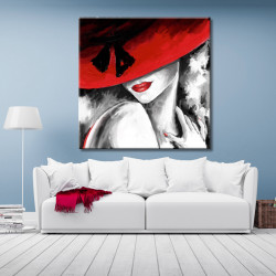 Cuadro de Mujer con sombrero rojo y lazo para salón