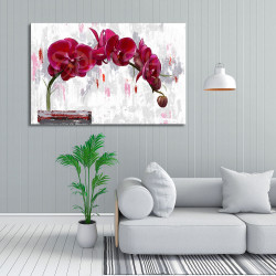 Cuadro de flores con orquídeas rojas para salón