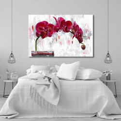 Cuadro de flores con orquídeas rojas para dormitorio