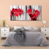 Díptico de cuadros de flores en rojo para dormitorio