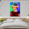 Cuadro impresionista de mujer con sombrero para dormitorio