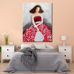 Cuadro de Menina en rojo y plata para dormitorio