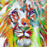 Cuadro étnico de león en colores flúor