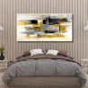 Cuadro abstracto en gris y Amarillo Mostaza para dormitorio