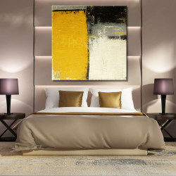 Cuadro abstracto geometría Amarillo mostaza para dormitorio