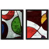 Díptico de cuadros abstractos geométricos y marco
