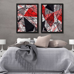 Díptico abstracto con motivos geométricos para dormitorio