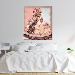 Cuadro de menina con abstracto geométrico para dormitorio