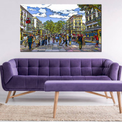 Cuadro paseo por las Ramblas Barcelona para sala de espera cuarto de estar