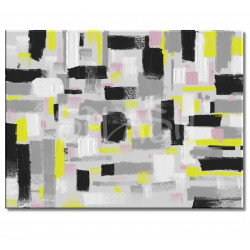 Cuadro abstracto amarillo sobre grises