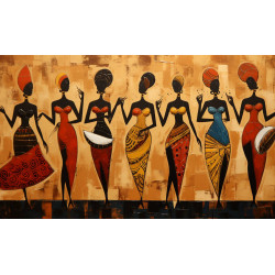 Cuadro Etnico Mujeres Africanas en Tonos Ocre