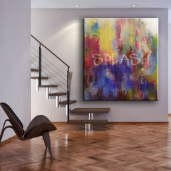 Cuadro Abstracto manchas colores cálidos para salón escalera