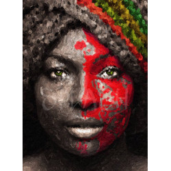 Cuadro Figura de mujer africana en rojo impreso en lienzo