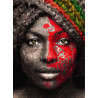 Cuadro Figura de mujer africana en rojo impreso en lienzo