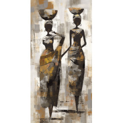 Cuadro étnico mujeres africanas y vasijas