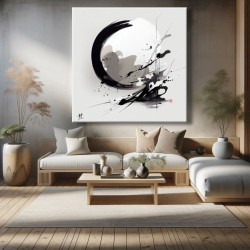 Cuadro Elegancia japonesa Zen en Blanco y Negro impreso para salón